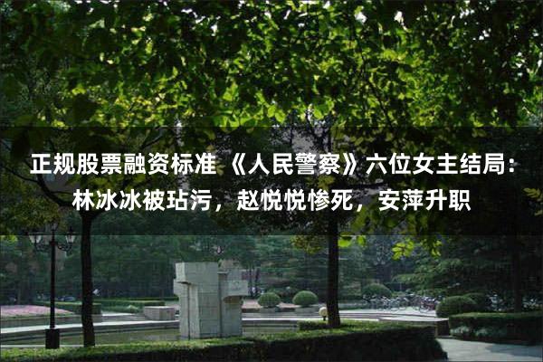 正规股票融资标准 《人民警察》六位女主结局：林冰冰被玷污，赵悦悦惨死，安萍升职