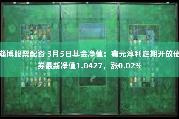 淄博股票配资 3月5日基金净值：鑫元淳利定期开放债券最新净值1.0427，涨0.02%